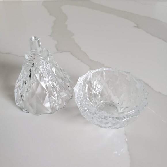 ITALIAN MADE Faceted Glass Pear Trinket Dish w/ Lid - Picture 5 of 6